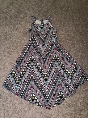 bloom Multicolor Chevron Tank Dress - Black, White, Red, Blue, Yellow